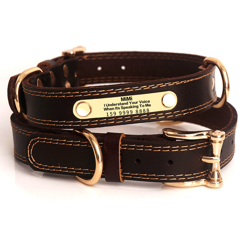 "Stylish and durable leather dog collar from Gentle Dog Store, perfect for comfort and everyday use."