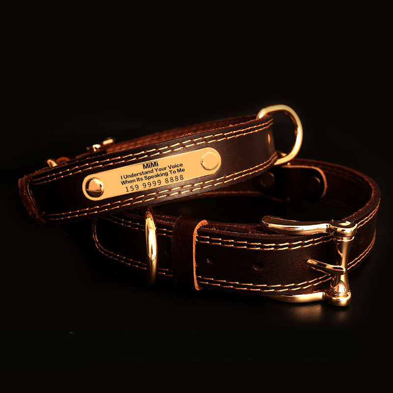 "Stylish and durable leather dog collar from Gentle Dog Store, perfect for comfort and everyday use."