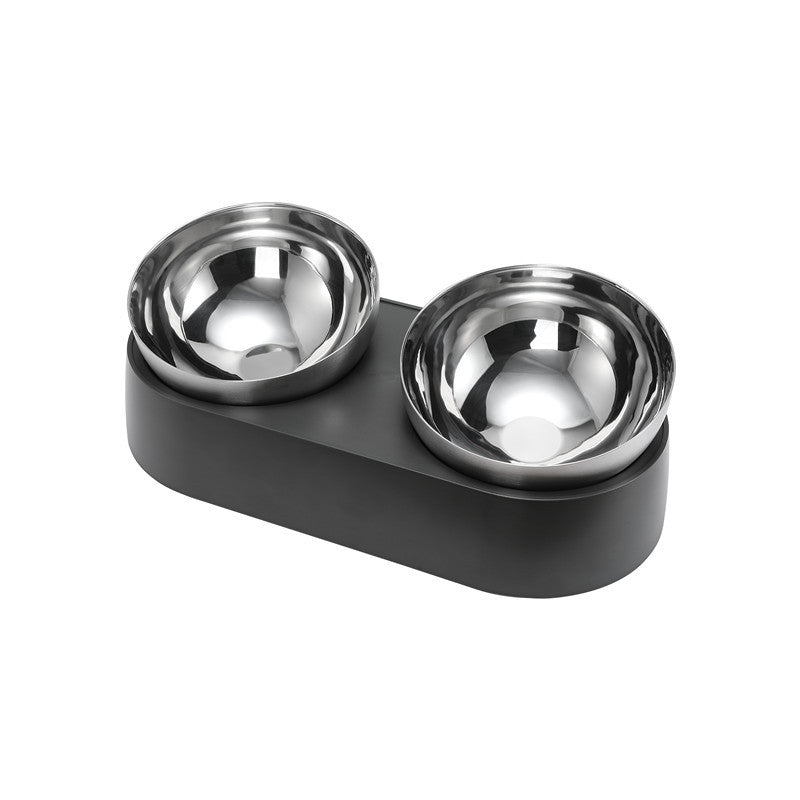 "Stainless steel pet feeding bowl with a non-slip base, perfect for dogs and cats."